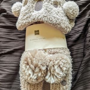 NWT Koala Gift Set of Gray Slippers and Sleep Mask